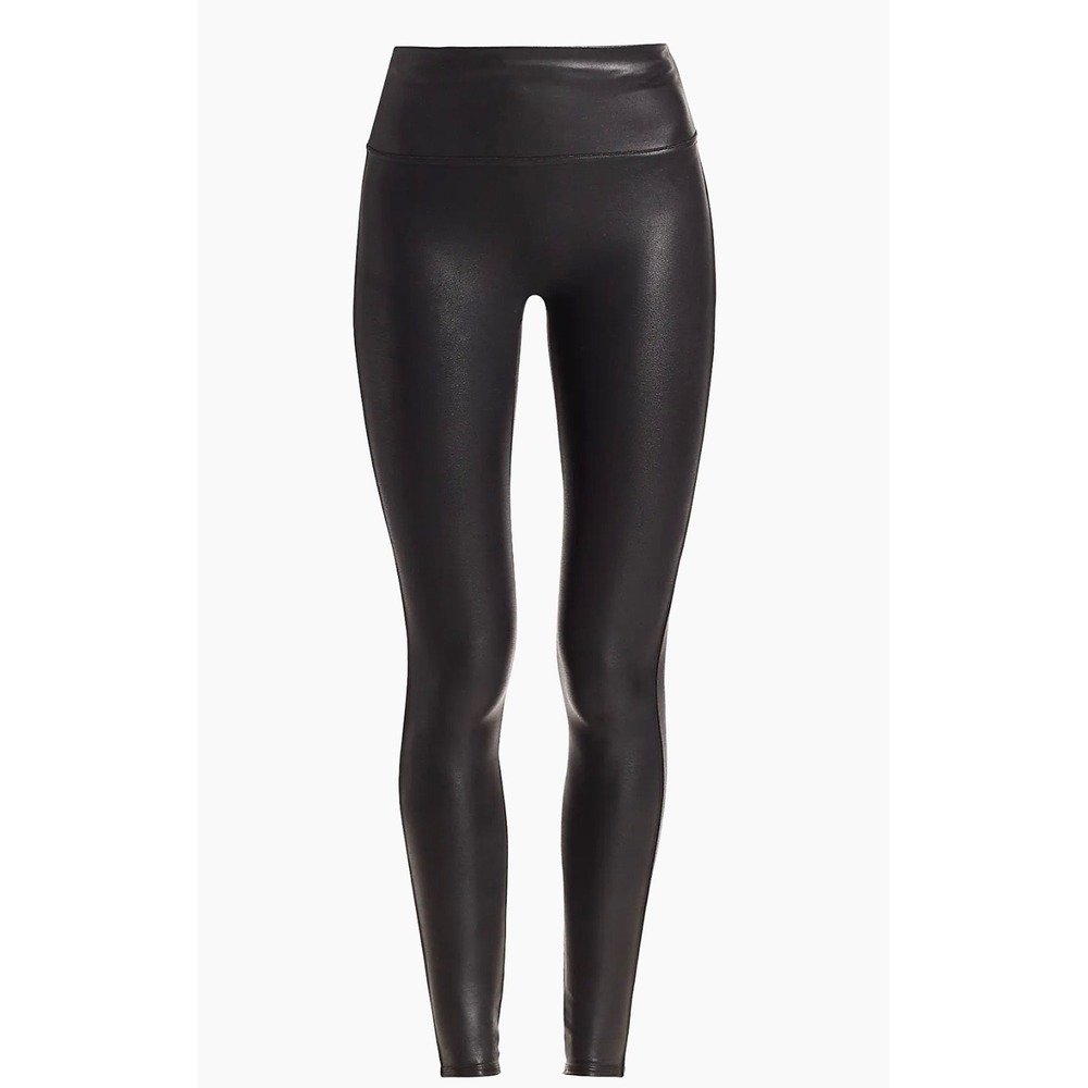 NWT Spanx Leather Like Leggings Black High Waisted Petite Large
